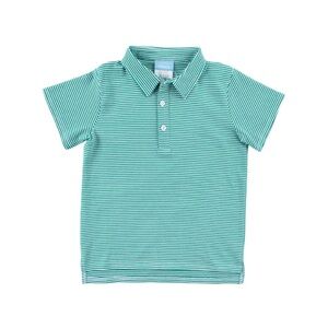 Kids Polo Shirt in Green Stripes
